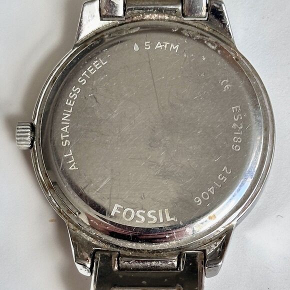 Fossil Watch Jesse Stainless Steel Rhinestone Womens Watch Pink Mother of Pearl - Picture 6 of 7